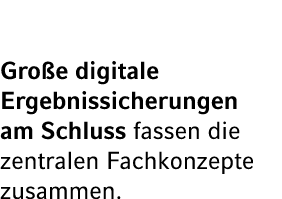 Gro e digitale Ergebnissicherungen am Schluss fassen die zentralen Fachkonzepte zusammen.