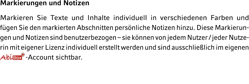 Markierungen und Notizen Markieren Sie Texte und Inhalte individuell in verschiedenen Farben und f gen Sie den markie...