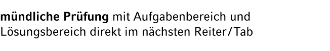 m ndliche Pr fung mit Aufgabenbereich und L sungsbereich direkt im n chsten Reiter / Tab