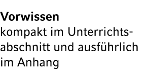 Vorwissen kompakt im Unterrichtsabschnitt und ausf hrlich im Anhang