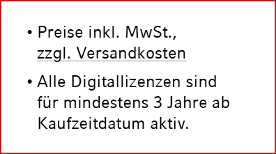 • Preise inkl. MwSt., zzgl. Versandkosten • Alle Digitallizenzen sind f r mindestens 3 Jahre ab Kaufzeitdatum aktiv.