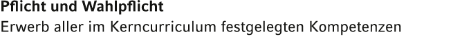 Pflicht und Wahlpflicht Erwerb aller im Kerncurriculum festgelegten Kompetenzen