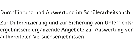  Durchführung und Auswertung im Schülerarbeitsbuch Zur Differenzierung und zur Sicherung von Unterrichts ergebnissen:   