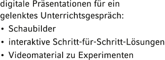 digitale Präsentationen für ein gelenktes Unterrichtsgespräch:   Schaubilder   interaktive Schritt-für-Schritt-Lösung   