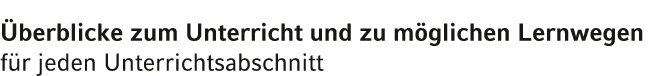  berblicke zum Unterricht und zu m glichen Lernwegen f r jeden Unterrichtsabschnitt