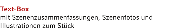 Text Box mit Szenenzusammenfassungen, Szenenfotos und Illustrationen zum St ck 
