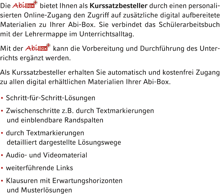 Die ￼ bietet Ihnen als Kurssatzbesteller durch einen personalisierten Online Zugang den Zugriff auf zus tzliche digit...