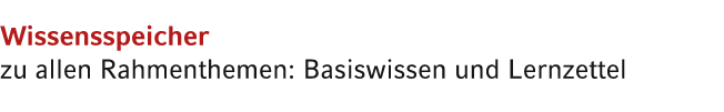Wissensspeicher zu allen Rahmenthemen: Basiswissen und Lernzettel