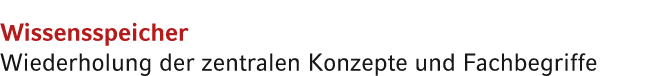 Wissensspeicher Wiederholung der zentralen Konzepte und Fachbegriffe 