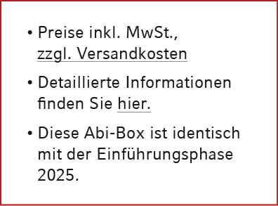 • Preise inkl. MwSt., zzgl. Versandkosten • Detaillierte Informationen finden Sie hier. • Diese Abi Box ist identisch...