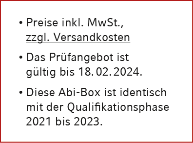 • Preise inkl. MwSt., zzgl. Versandkosten • Das Pr fangebot ist g ltig bis 18. 02. 2024. • Diese Abi Box ist identisc...