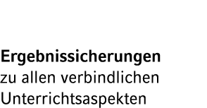 Ergebnissicherungen zu allen verbindlichen Unterrichtsaspekten