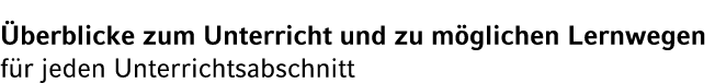  berblicke zum Unterricht und zu m glichen Lernwegen f r jeden Unterrichtsabschnitt