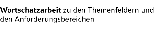 Wortschatzarbeit zu den Themenfeldern und den Anforderungsbereichen