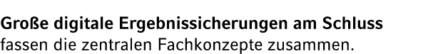 Gro e digitale Ergebnissicherungen am Schluss fassen die zentralen Fachkonzepte zusammen.