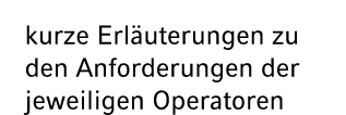 kurze Erl uterungen zu den Anforderungen der jeweiligen Operatoren