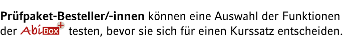 Pr fpaket Besteller/ innen k nnen eine Auswahl der Funktionen der ￼ testen, bevor sie sich f r einen Kurssatz entsche...