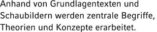 Anhand von Grundlagentexten und Schaubildern werden zentrale Begriffe, Theorien und Konzepte erarbeitet 