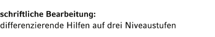 schriftliche Bearbeitung: differenzierende Hilfen auf drei Niveaustufen